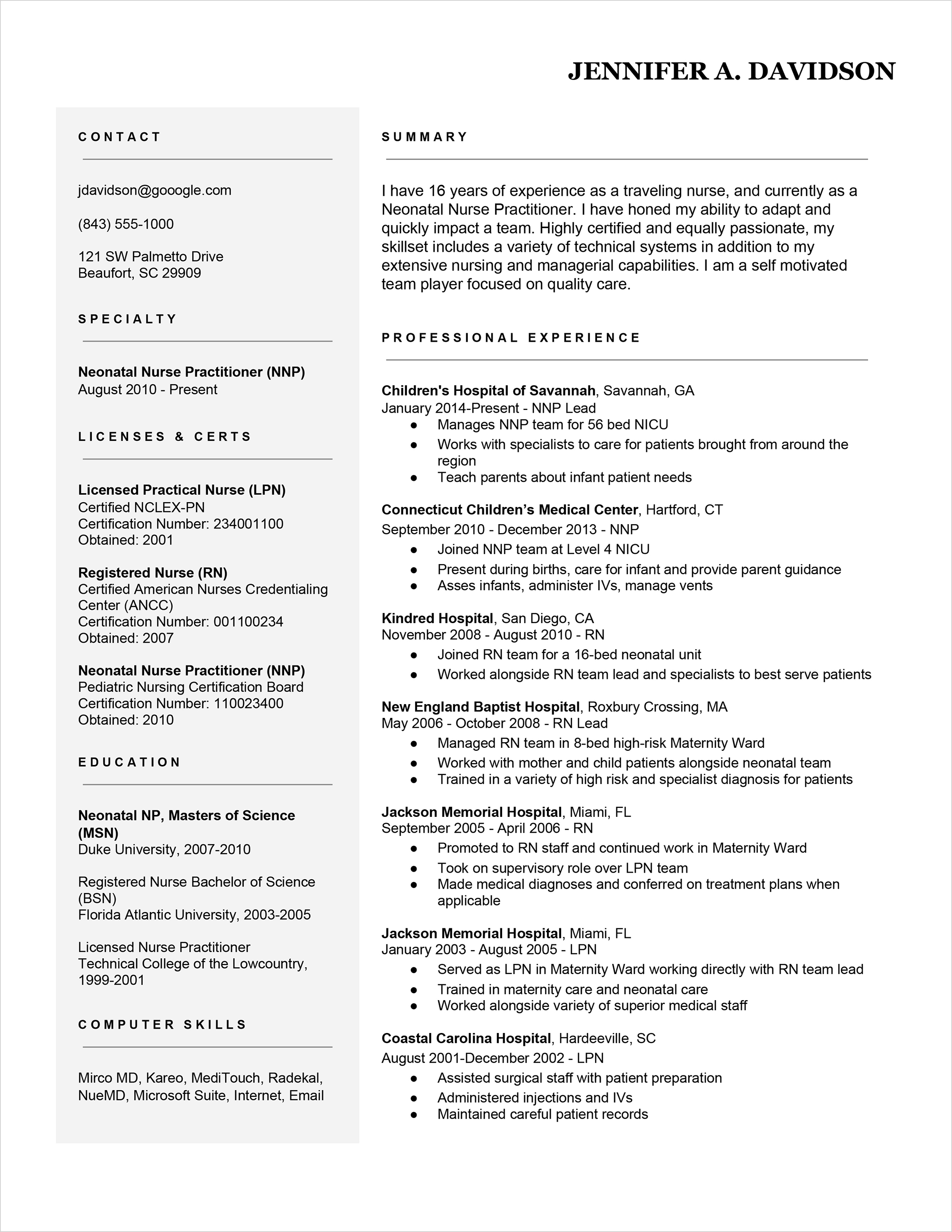 Resume Examples Rn 