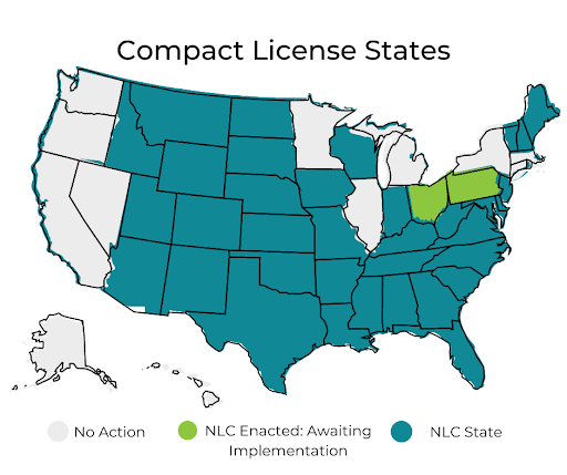 map of current compact States in the US